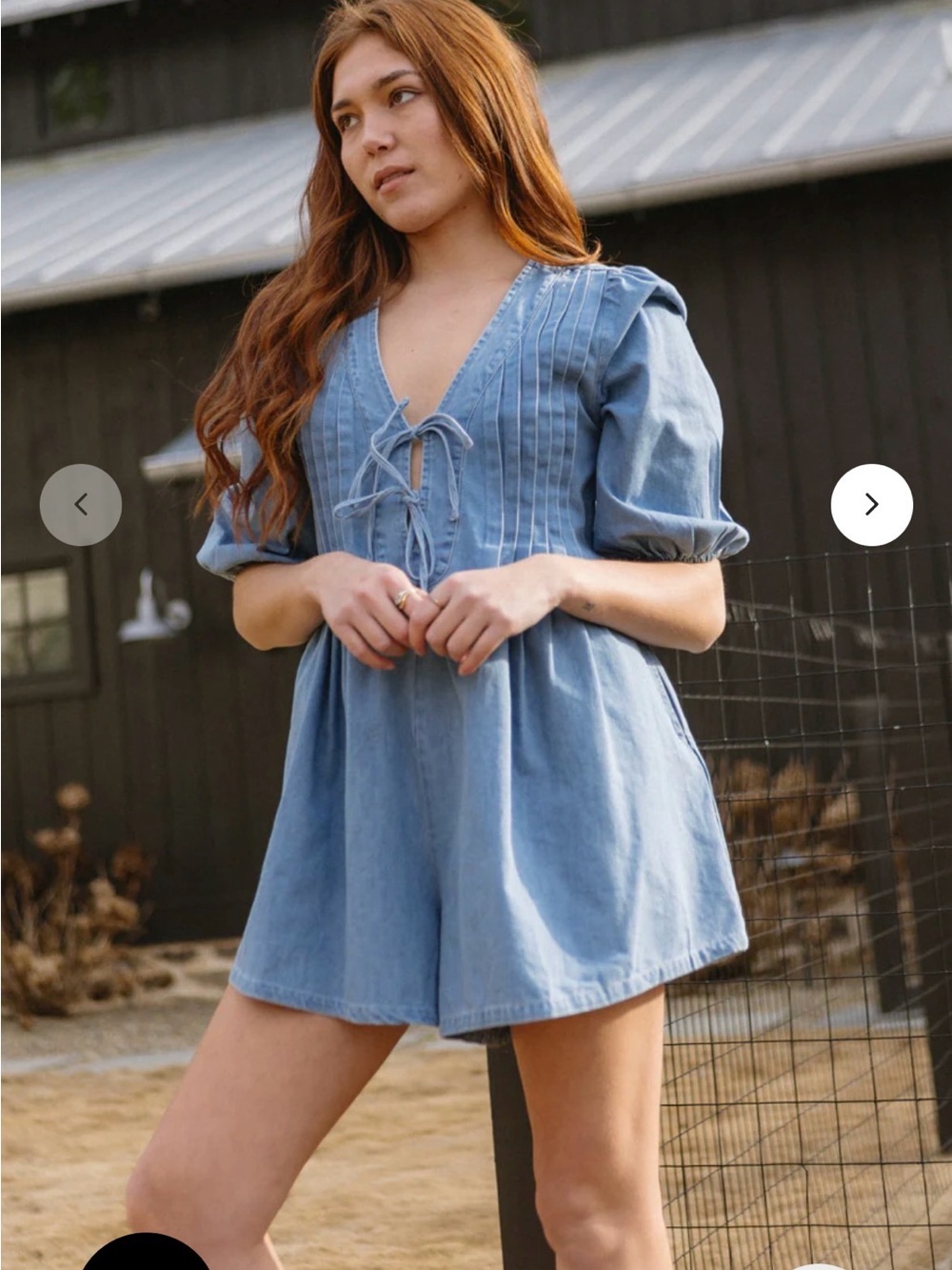 Vestique Light Denim Tie Romper